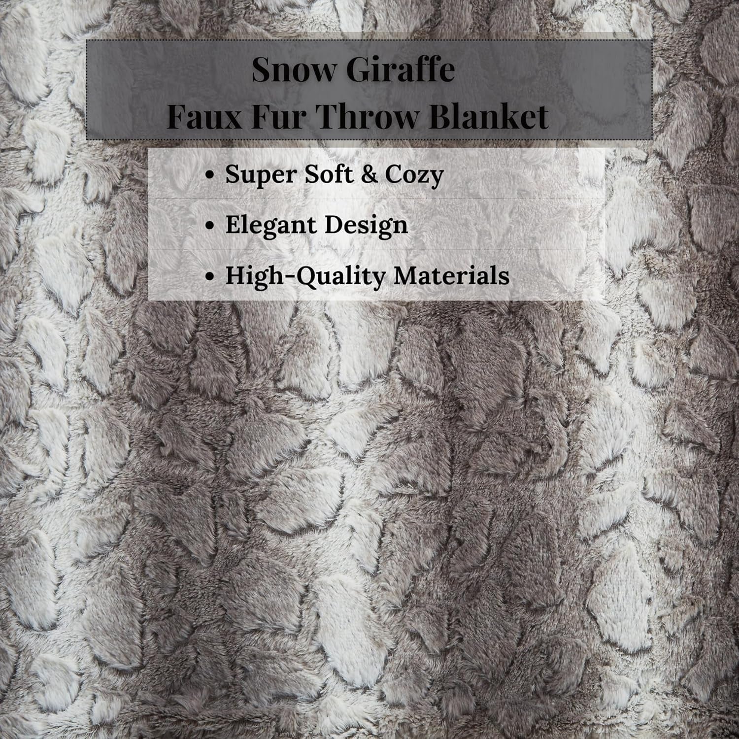 Tache 90 X 90 Inch Faux Fur Bed Blankets Full Queen Size Grey Snow Giraffe Super Soft Warm Embossed Gray Throw Blanket