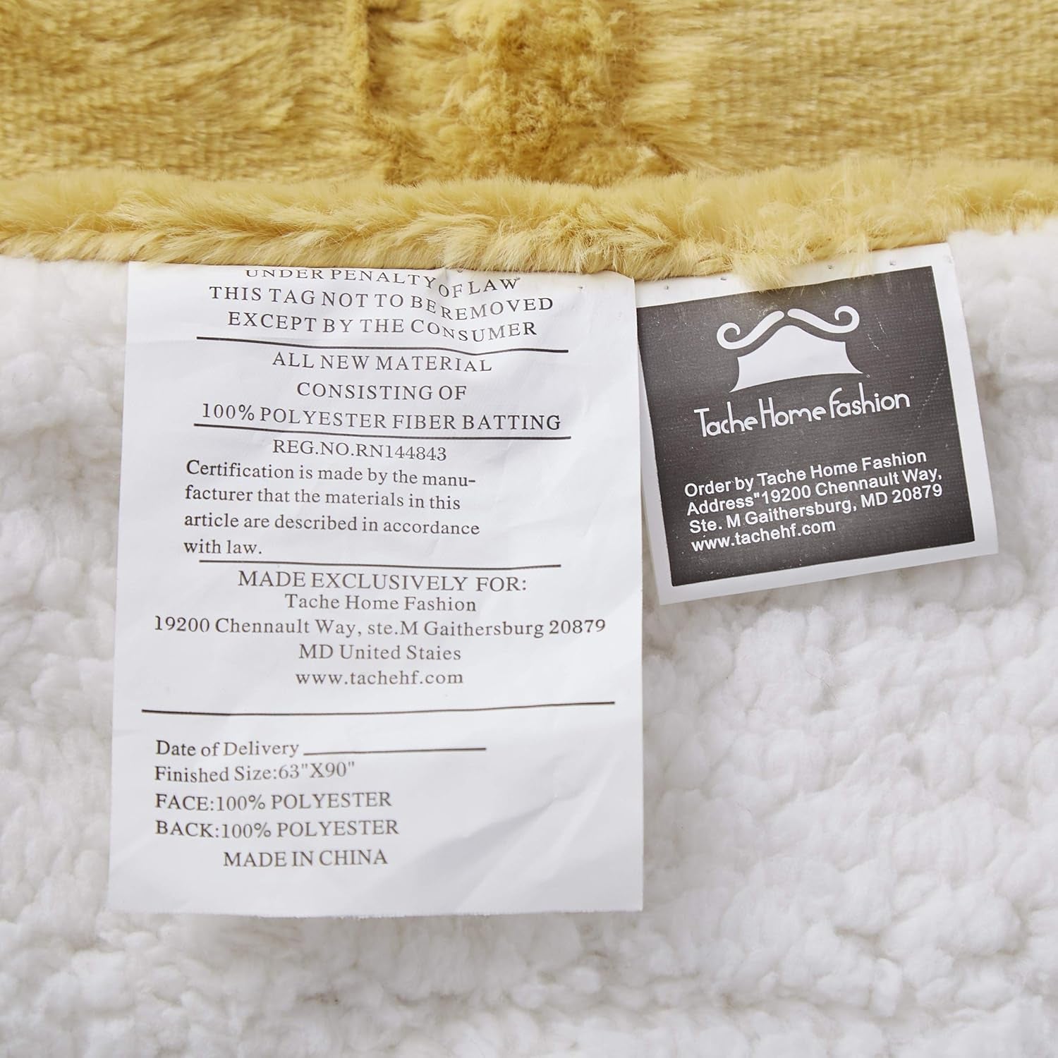 Tache Faux Fur Oversized Throw Blanket Mustard Yellow, 63X90 Moroccan Lattice Pattern Super Soft Fluffy Fuzzy Warm Gold Fall Decor for Bed Sofa Couch, Twin Size