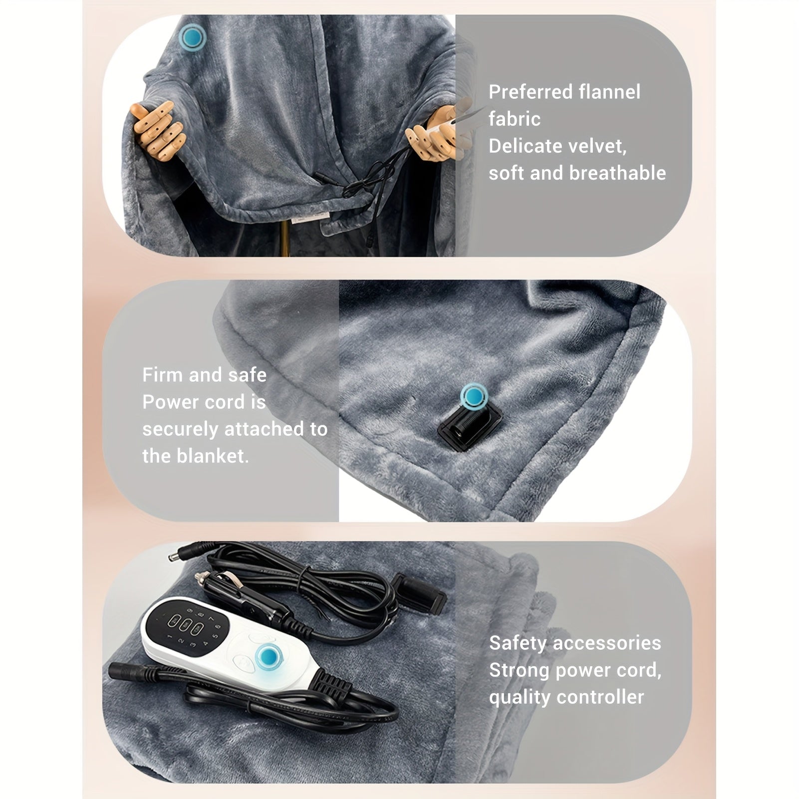 [Heated Blanket, 100x75cm] Machine Washable 12 Volt Electric Heated Blanket for Car, Truck, SUV, RV - 100x75cm