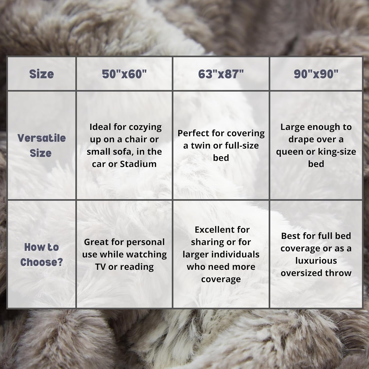 Tache 90 X 90 Inch Faux Fur Bed Blankets Full Queen Size Grey Snow Giraffe Super Soft Warm Embossed Gray Throw Blanket