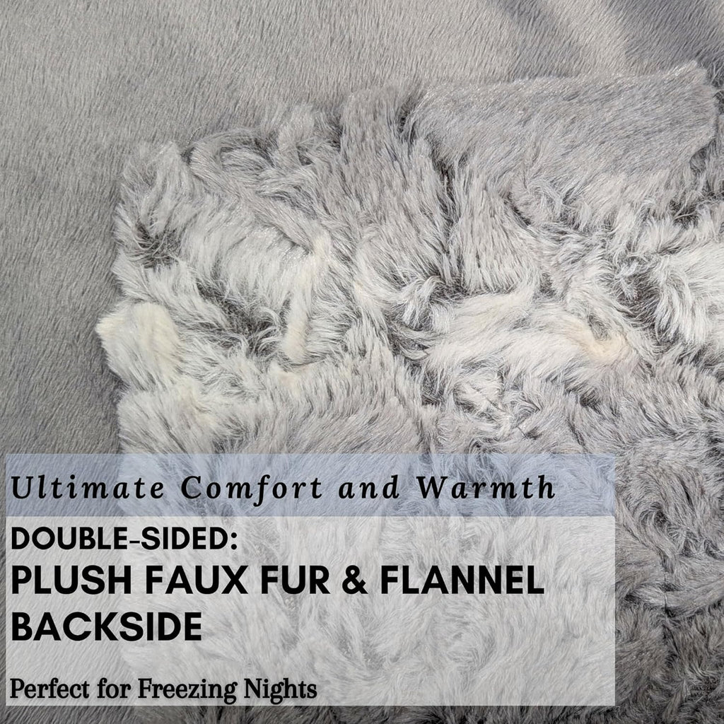 Tache 50 X 60 Inch Grey Snow Giraffe Super Soft Warm Striped Embossed Animal Pattern Faux Fur with Velvety Flannel Back Throw Blanket