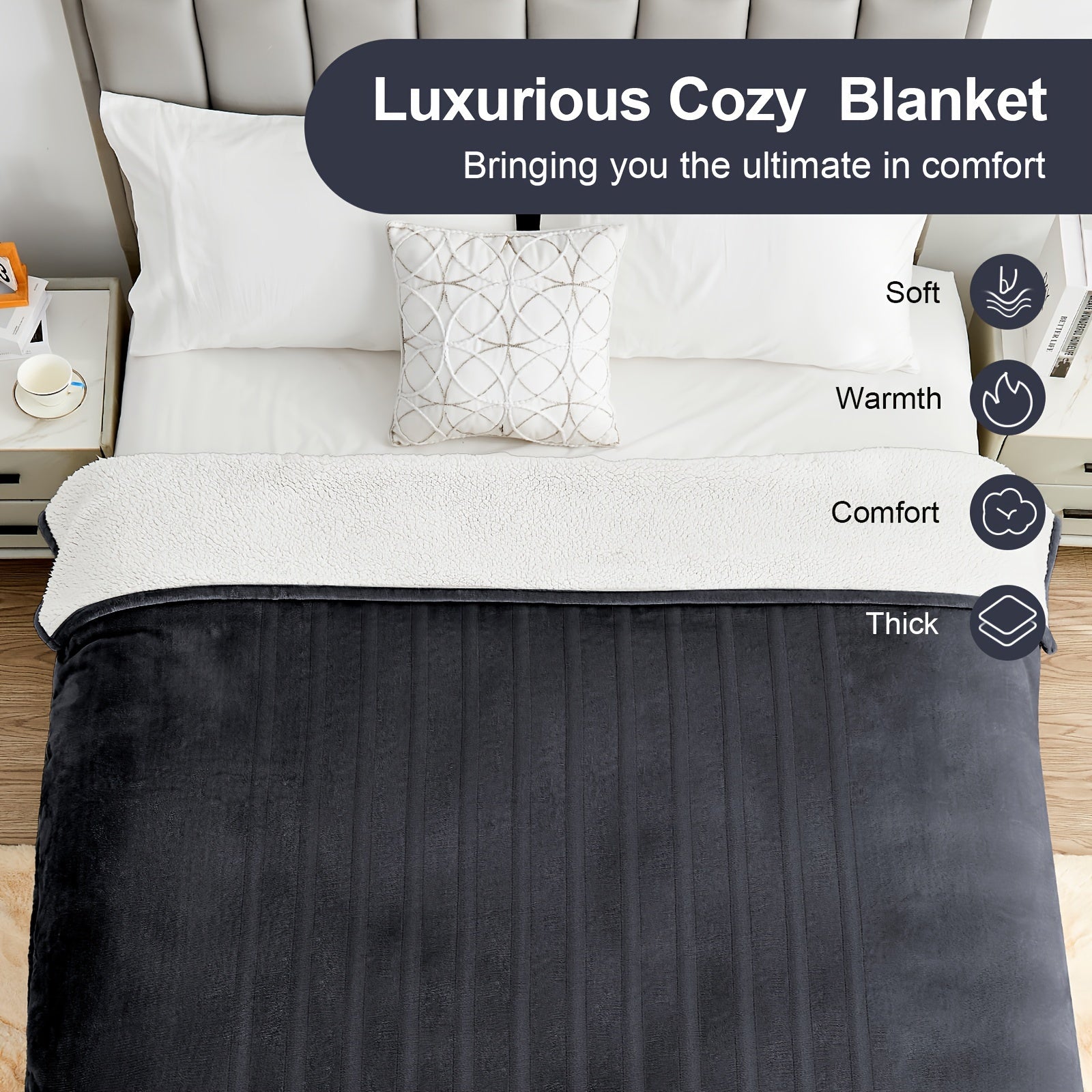 Electric Heated Blanket Soft Flannel Material, 6 Temperature Levels, 8 Timer Settings, Machine Washable, Fast Heating, For Home/Office/travel/camping, Machine Washable